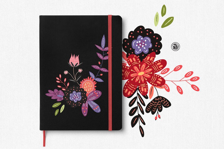 手绘艺术花卉剪贴画 Hand Draw Flowers插图(1)