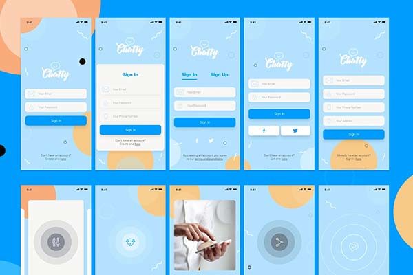 素材库下午茶：社交聊天工具APP UI KIT套装下载 app ui[XD]