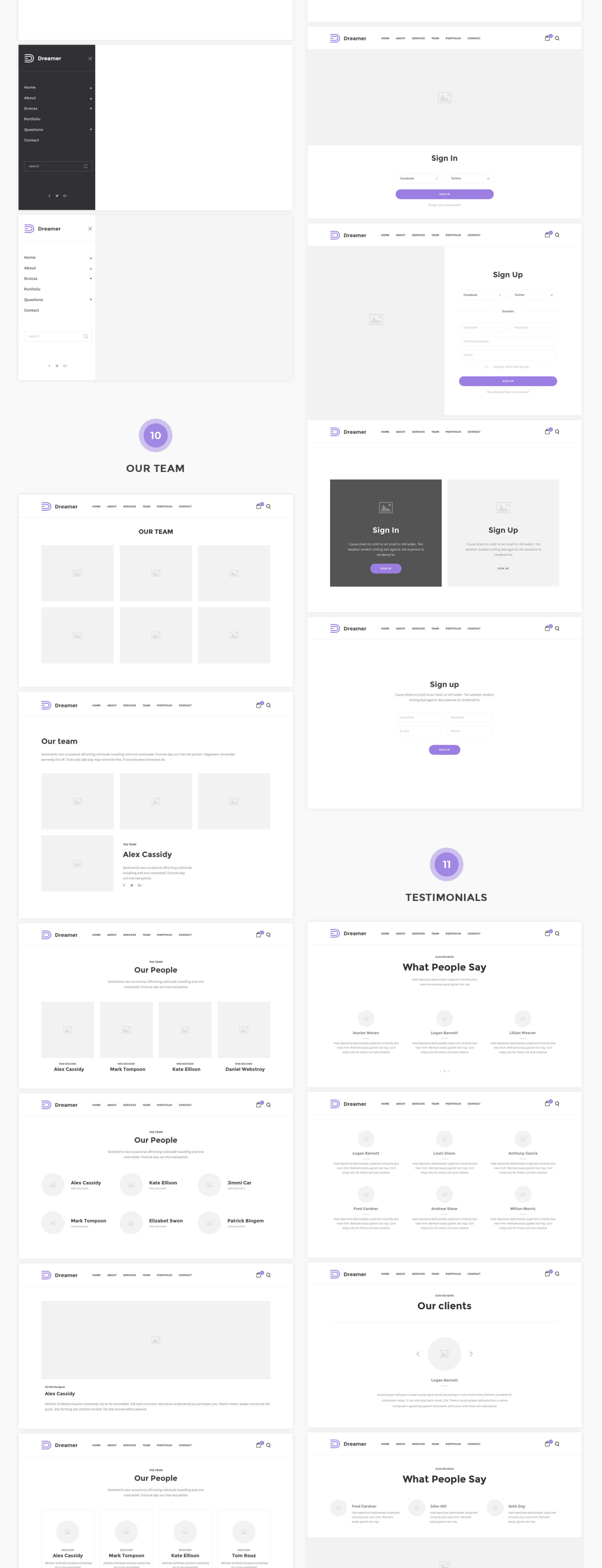 极致的造梦者 Sketch 线框图套件 Dreamer Wireframe Kit（150+元素 & 11大分类）插图(3)