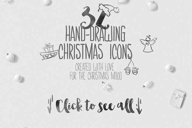 圣诞系列手绘图标/插画/明信片设计套装 Christmas bundle hand-drawing icons插图(1)