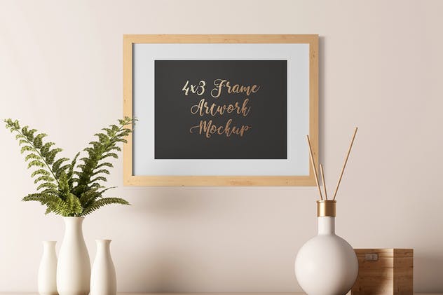 实木画框展示样机套装V3 Light Interior Frame Artwork Mockup – Set 3插图(2)