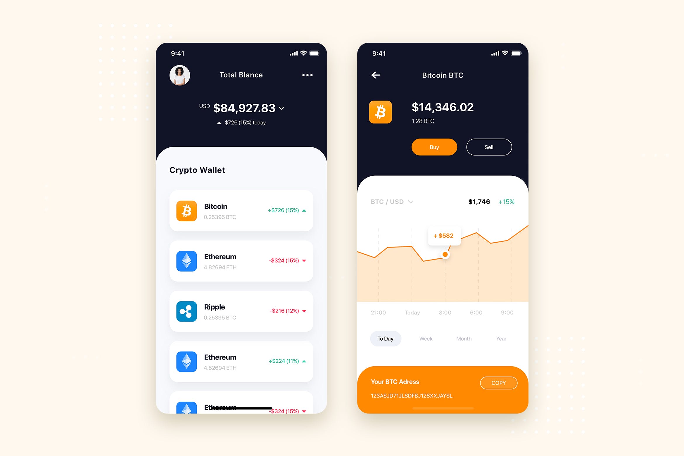 加密钱包APP用户界面UI设计模板 Crypto Wallet App UI Kit Template插图