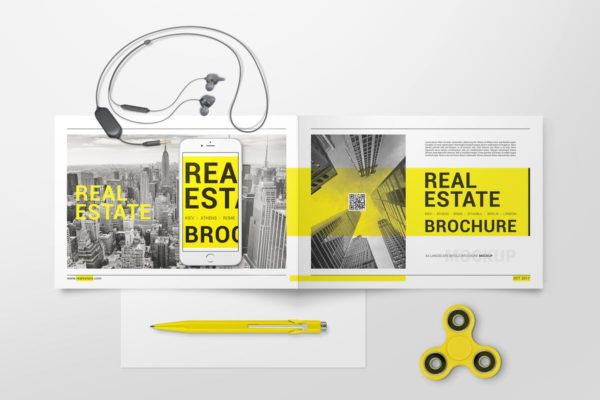 A4双折页宣传册样机模板V2 A4 Bifold Brochure Mockups 02