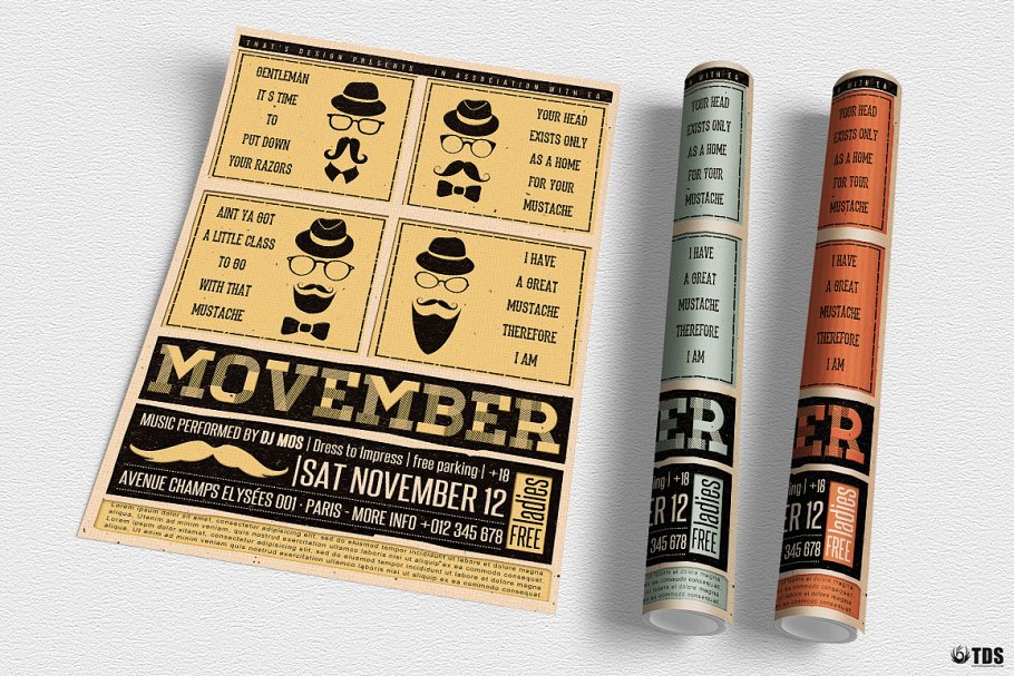 音乐主题抽象传单PSD模板v1 Movember Flyer PSD V1插图(5)