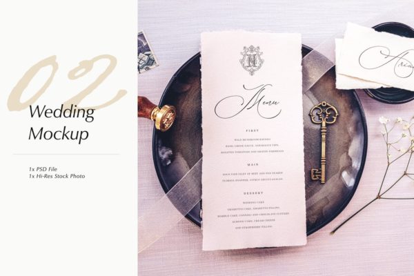 婚礼照片婚礼邀请函优雅风格设计样机素材库精选模板v02 Wedding Photo Mockup 02