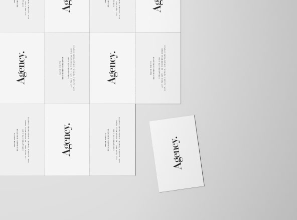 企业名片设计平铺俯视图样机模板 Business Card Mockup Top View