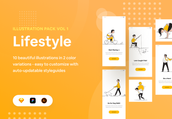 素材库下午茶：生活方式时尚矢量概念插画素材下载[Sketch,AI,Fig]