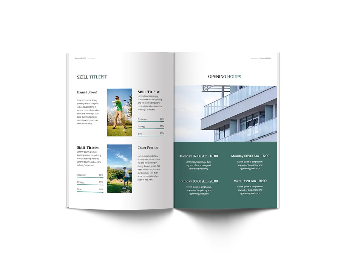 高尔夫俱乐部简介宣传画册设计模板 Golf A4 Brochure Template插图(8)