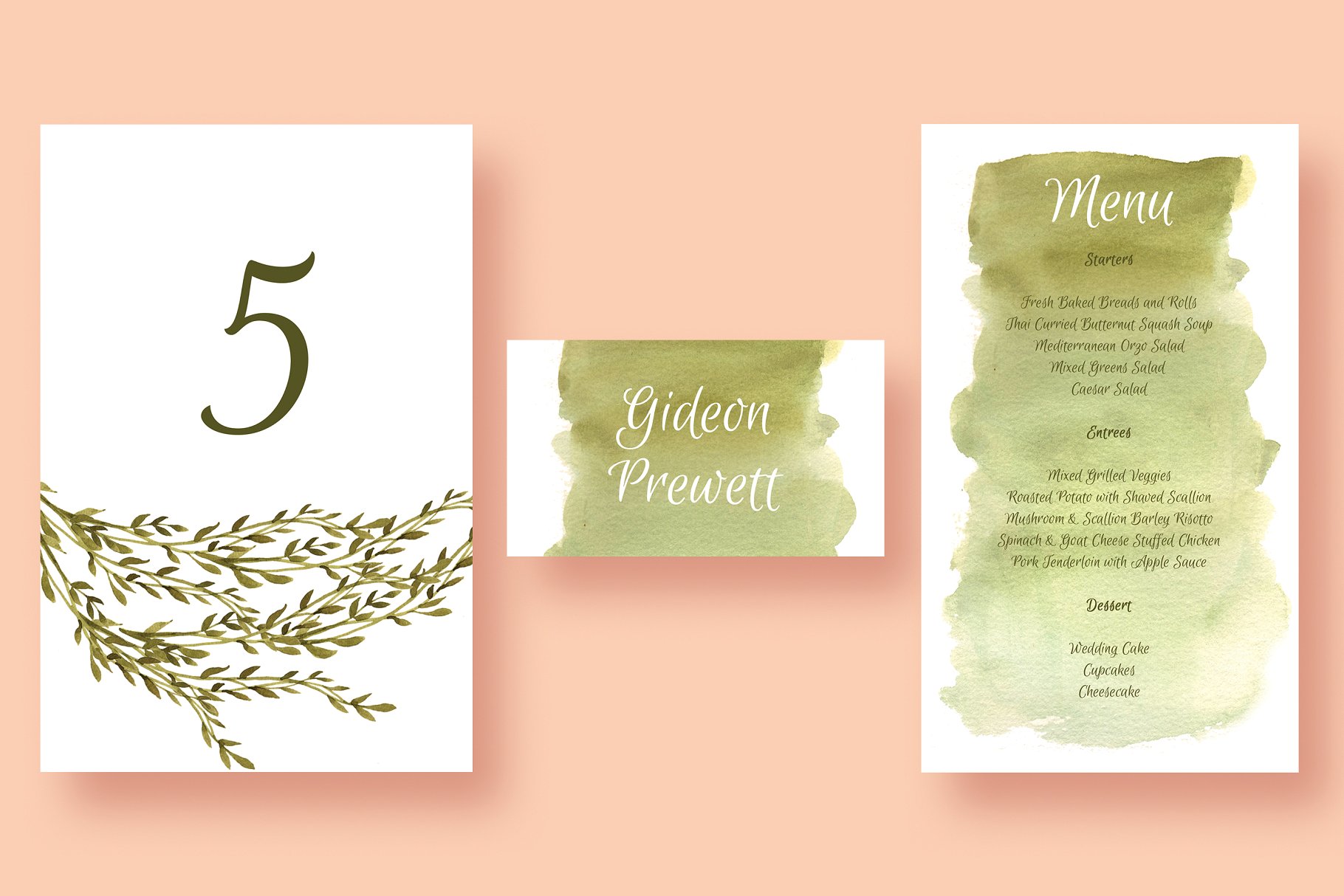 粉红少女花卉元素婚礼邀请函设计模板套装 Floral Garland Wedding Suite插图(3)