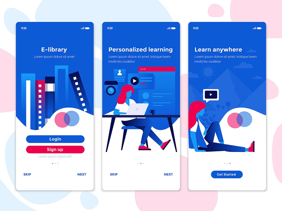 现代UI设计风格APP应用启动页设计模板 Modern user interface UX, UI screen templates插图(3)
