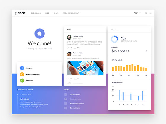 Slack 仪表板界面素材之家精选sketch素材