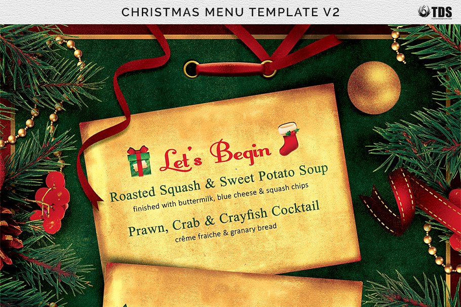 圣诞节主题菜单PSD模板v2 Christmas Menu PSD V2插图(8)