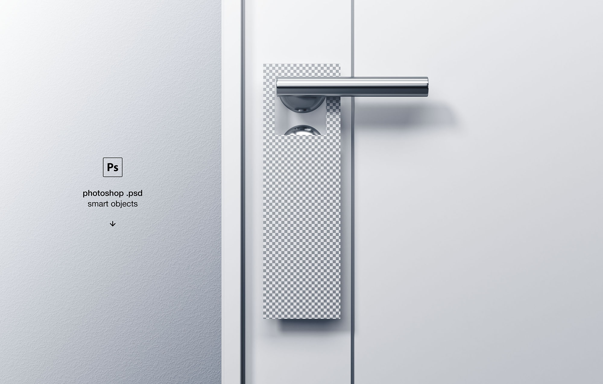 酒店创意门把手挂牌设计效果图样机模板 Door Hanger Mockup插图(1)