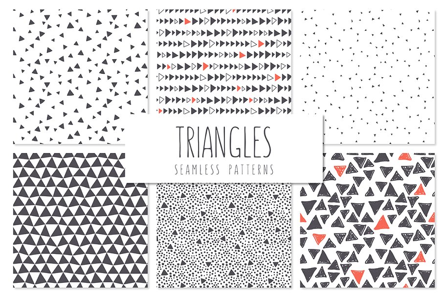 三角形图案无缝纹理集 Triangles. Seamless Patterns Set 5插图