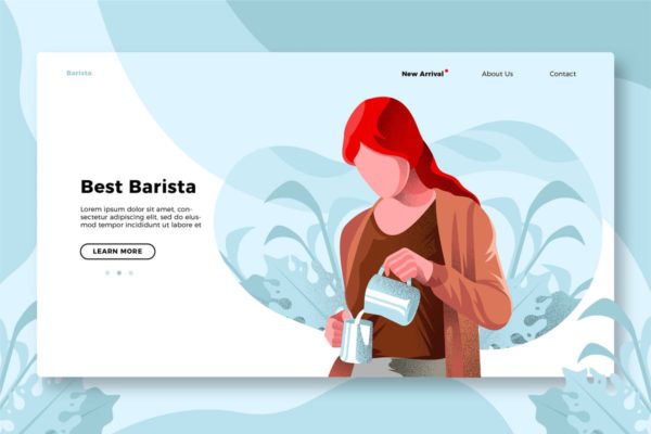 咖啡品牌网站Banner&amp;着陆页PSD模板 Coffee Barista – Banner &amp; Landing Page
