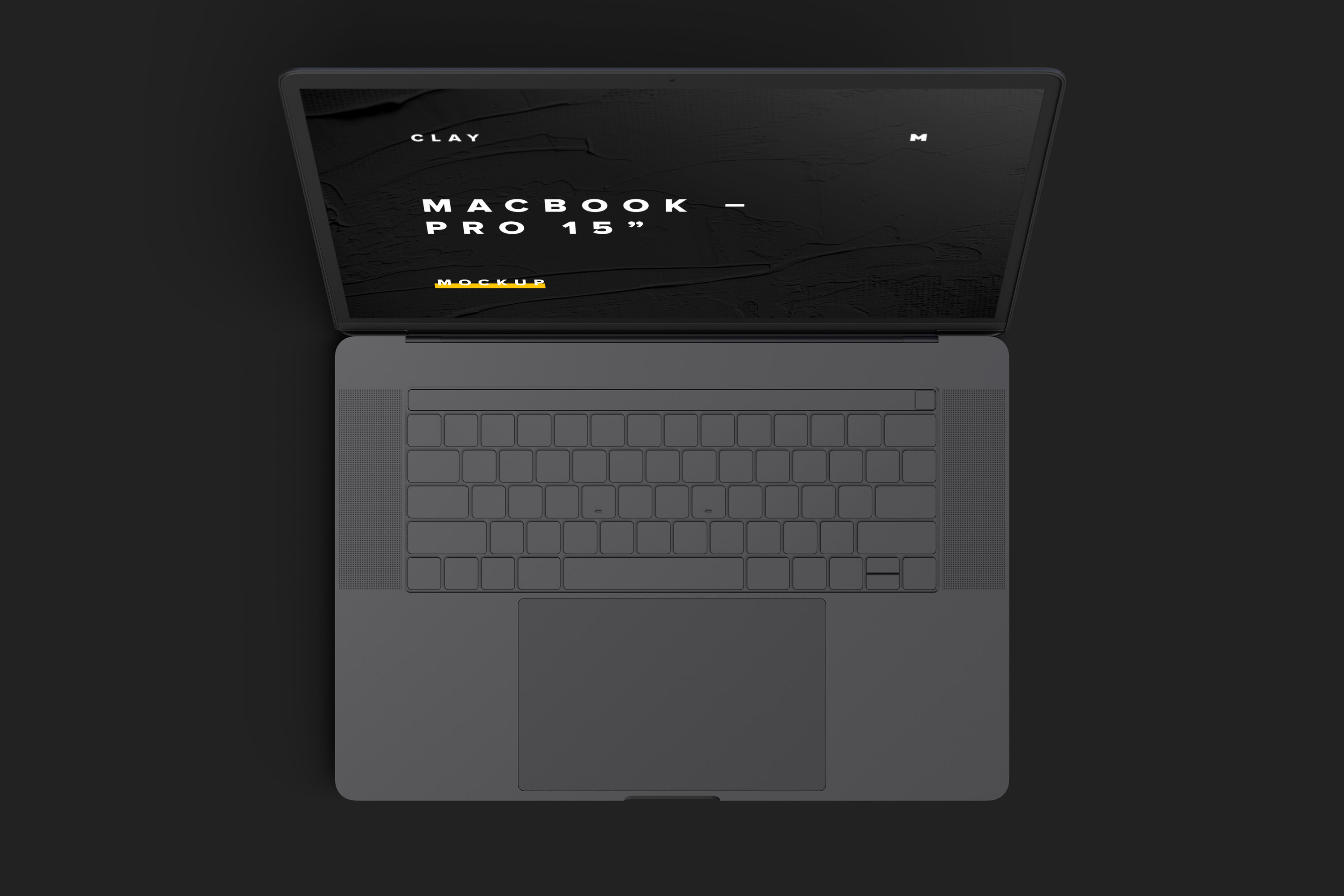 MacBook Pro笔记本电脑屏幕界面设计预览顶视图样机 Clay MacBook Pro 15" with Touch Bar, Top View Mockup插图(4)