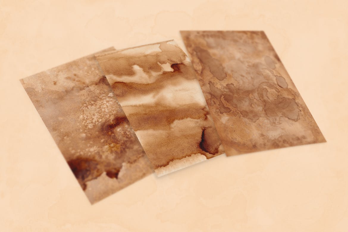 咖啡色水彩咖啡污迹肌理纹理背景素材 Watercolors Coffee Backgrounds插图(1)