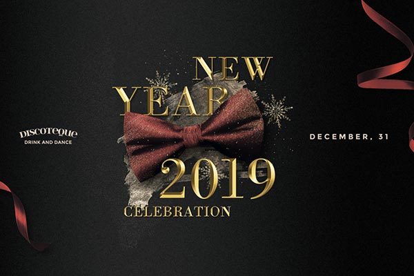 高端的金字2019新年海报模板下载 [PSD]