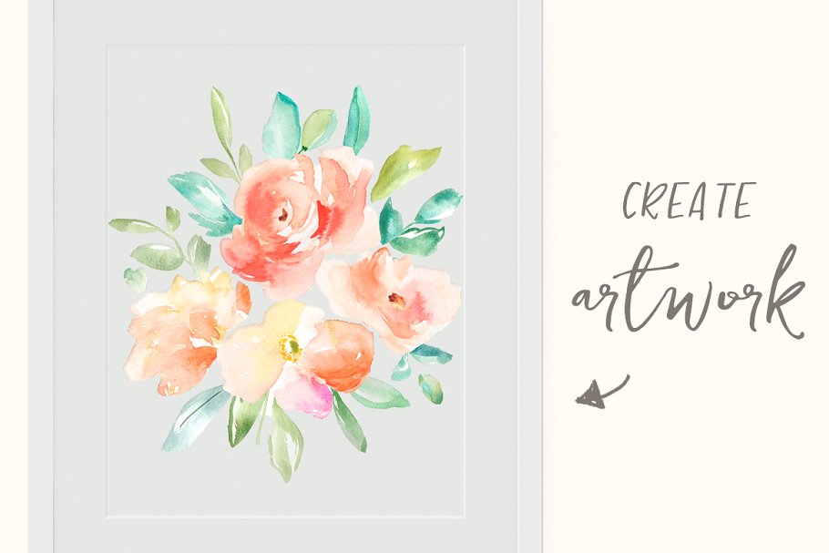 水彩花卉插画素材套装 Peonia Watercolor Flowers Set插图(5)