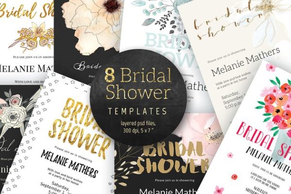 美国习俗新娘婚前派对邀请函模板 Bridal Shower Pack