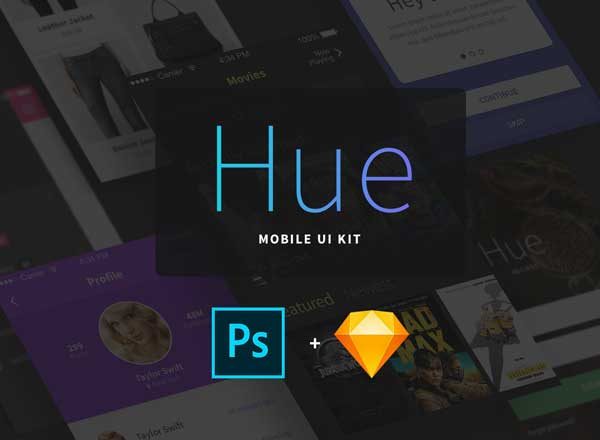 iOS&amp;Android 移动应用 UI 套件组合 Hue – 44 Screens for iOS App Design [PSD, Sketch]