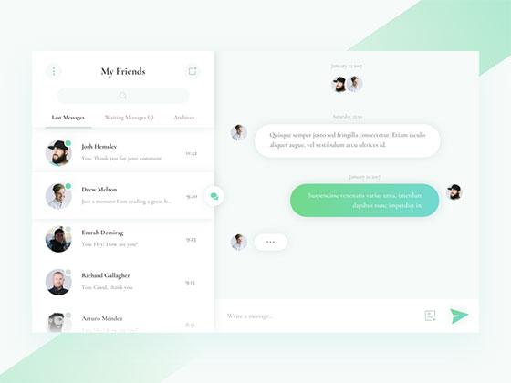 清新会话小部件界面素材之家精选sketch素材