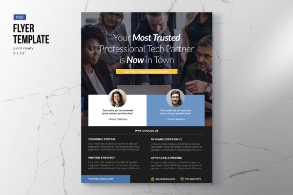 行业领军企业介绍海报传单素材库精选PSD模板 Business Flyer Template