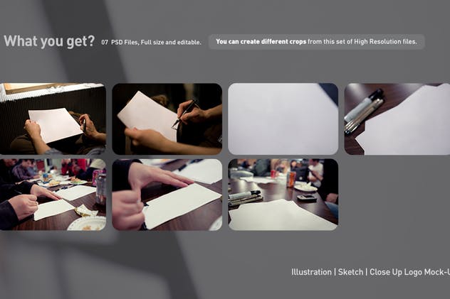 设计草图展示样机合集 Illustration Sketch Logo Close-Up Mock-Ups插图(2)