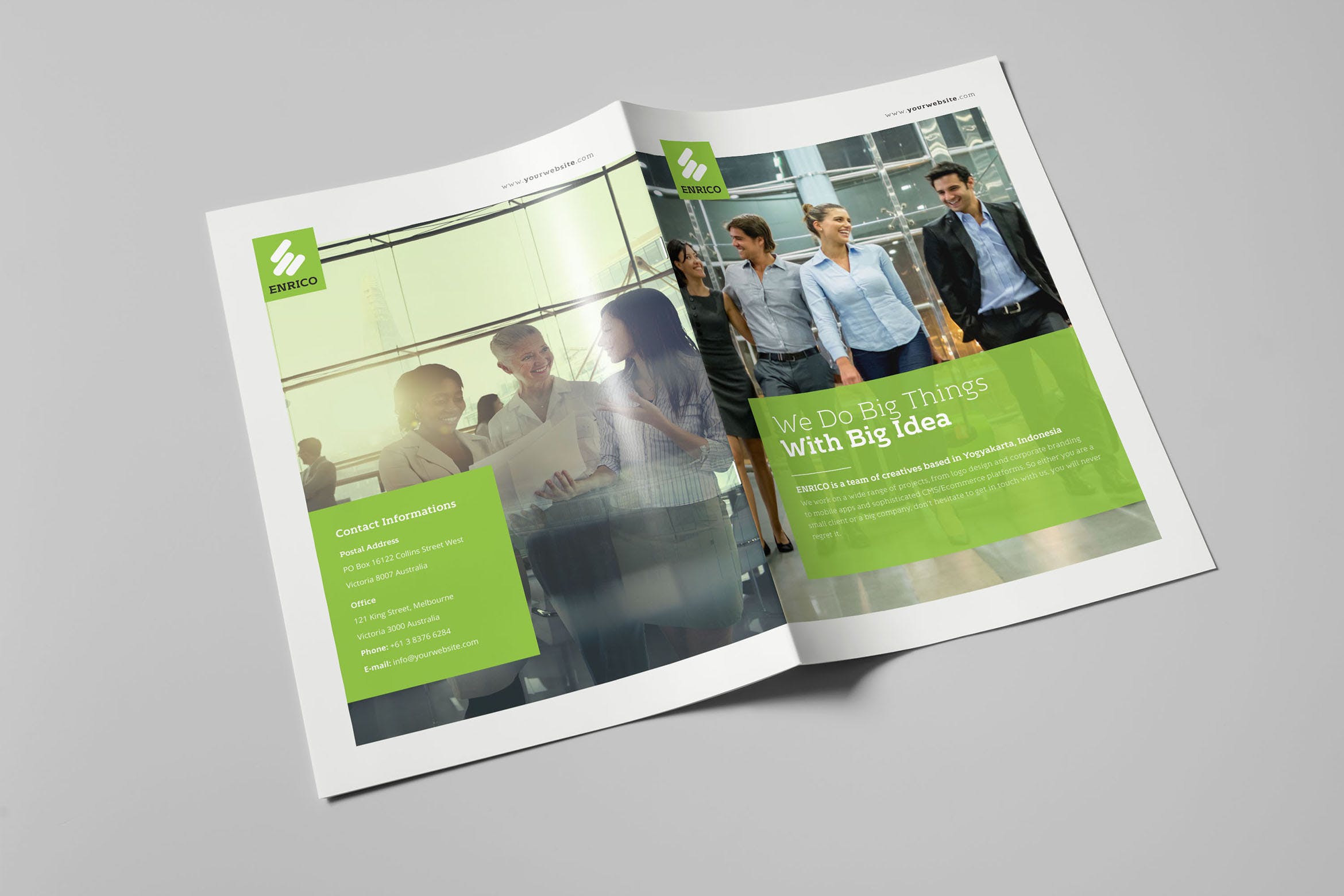 企业/公司介绍对折页宣传单设计模板 Enrico Business Bifold插图