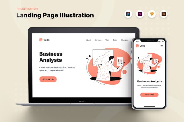 业务分析主题网站Banner&amp;着陆页设计矢量插画 Business Analysts – Banner &amp; Landing Page