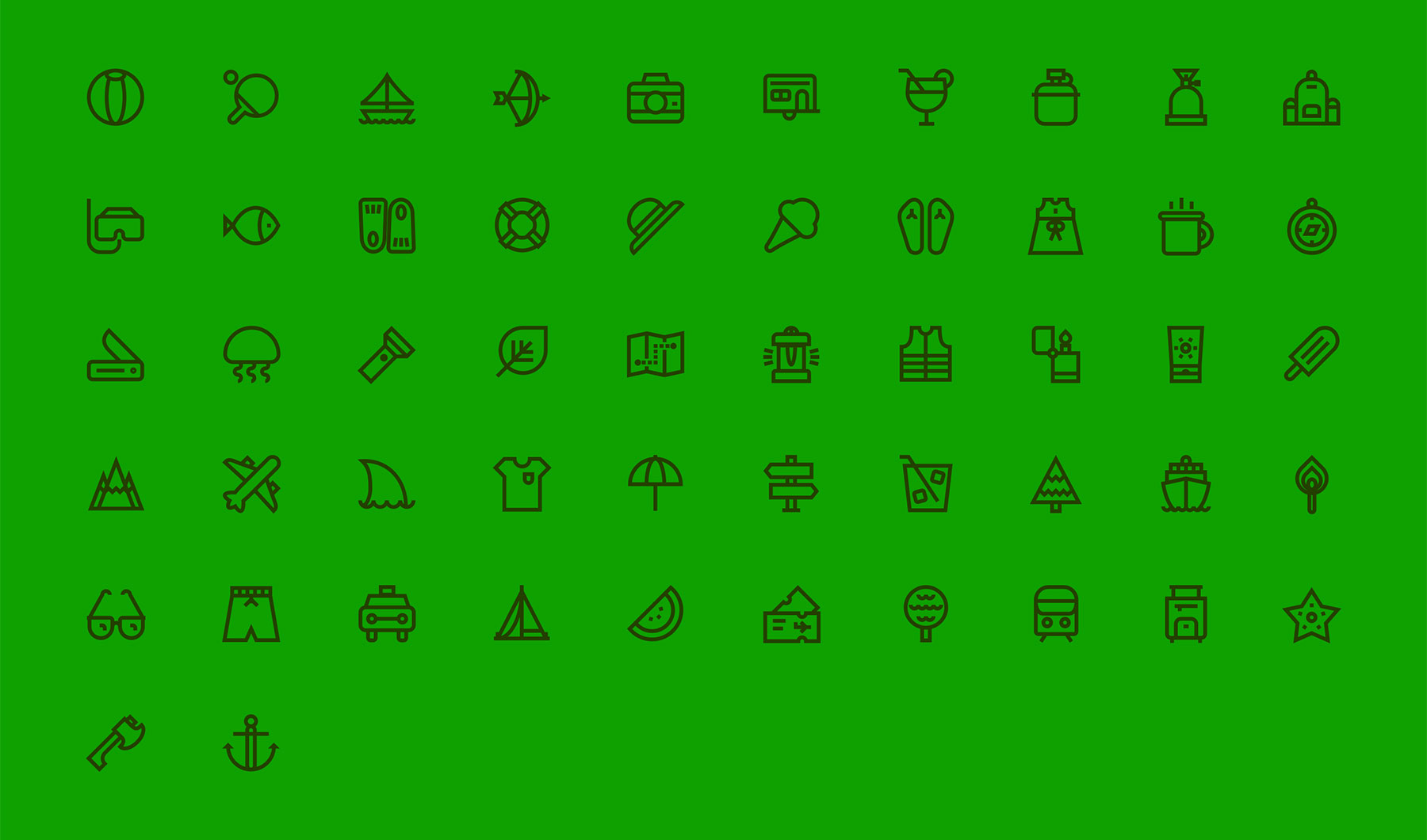 52 枚探险和旅游图标