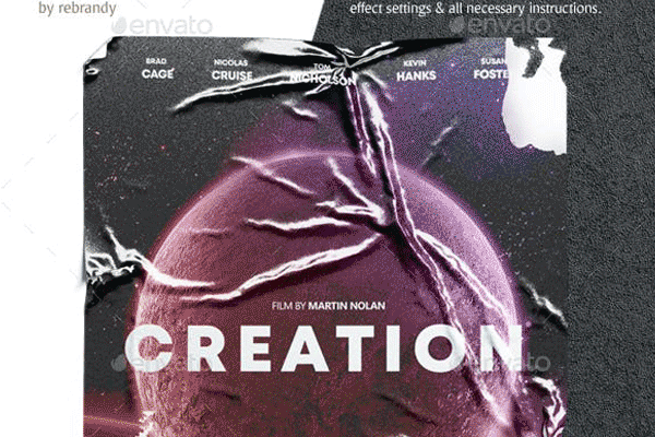 墙面粘贴的海报效果样机下载 [PSD]