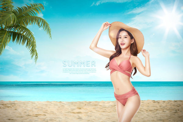 夏季沙滩活动性感比基尼主题海报设计