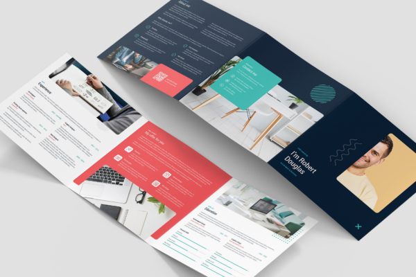 方形三折页个人彩色素材库精选简历模板 Brochure – Resume Tri-Fold Square