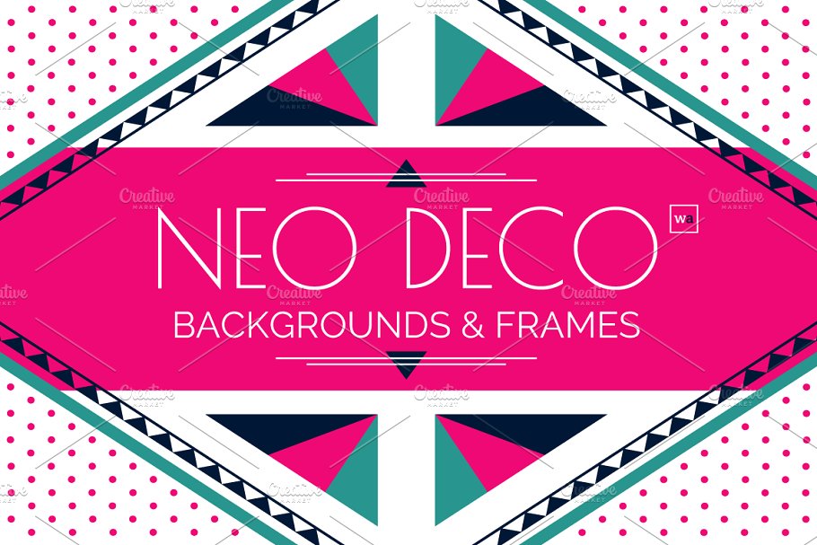 几何扁平风格图形框架装饰模板 Geometic Frames and Design Templates插图