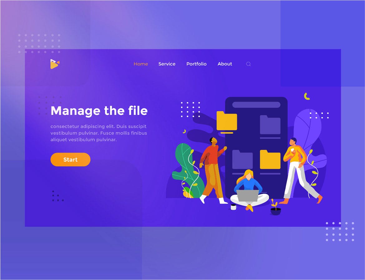 文件&文件夹管理主题网站设计素材库精选概念插画素材 Manage the file and folder illustration 1.4插图(1)