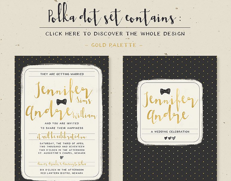甜蜜圆点婚礼设计物料模板 Sweet Polka Dots Wedding Suite插图(7)