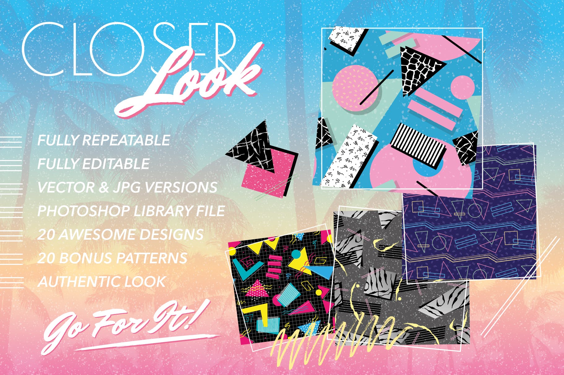 复刻欧美1980s年代设计风格图案背景素材库精选v2 1980s Retro Patterns Volume Two插图(6)