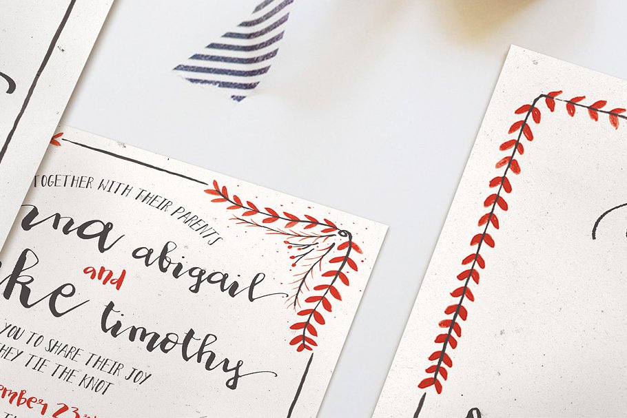 水彩花卉装饰婚礼设计物料模板合集 Watercolor Floral Wedding Suite插图