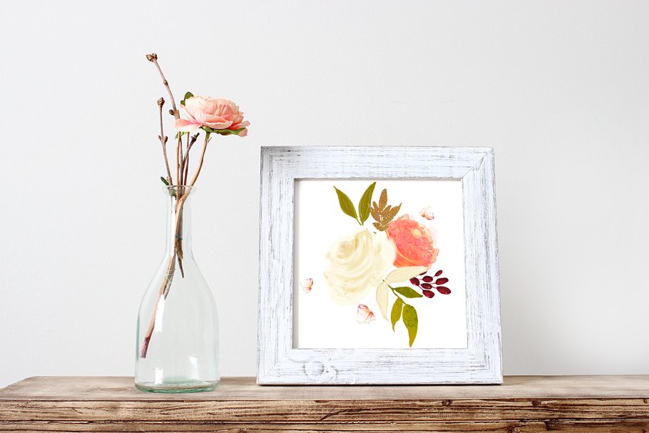 珊瑚花水彩剪贴画 Coral Flowers插图(2)