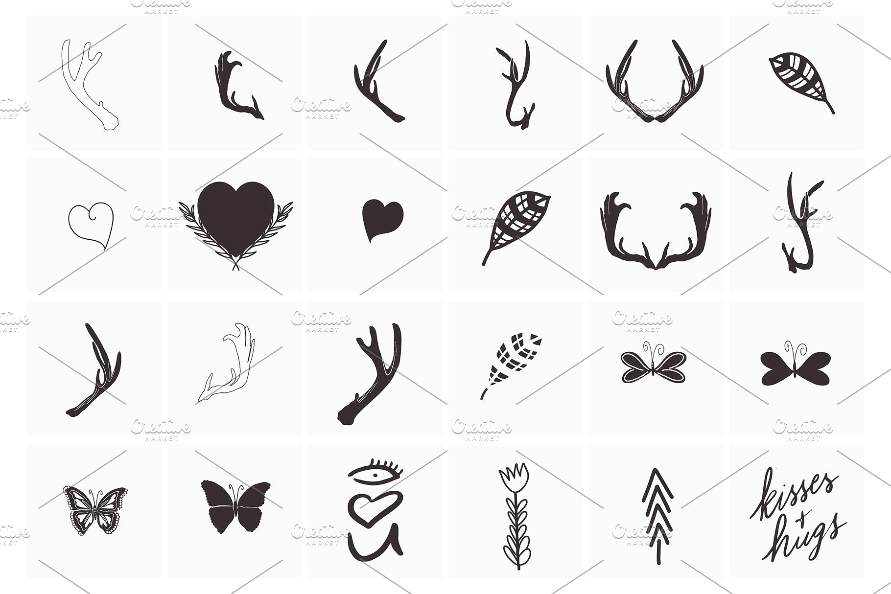 情人节粉色手绘矢量图形 Be Mine Valentine Vector Graphics插图(1)