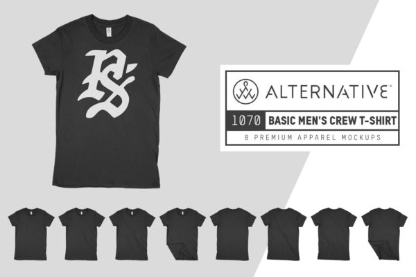 男士夏季T恤服装样机 Alternative 1070 Men’s T-Shirt Mocks