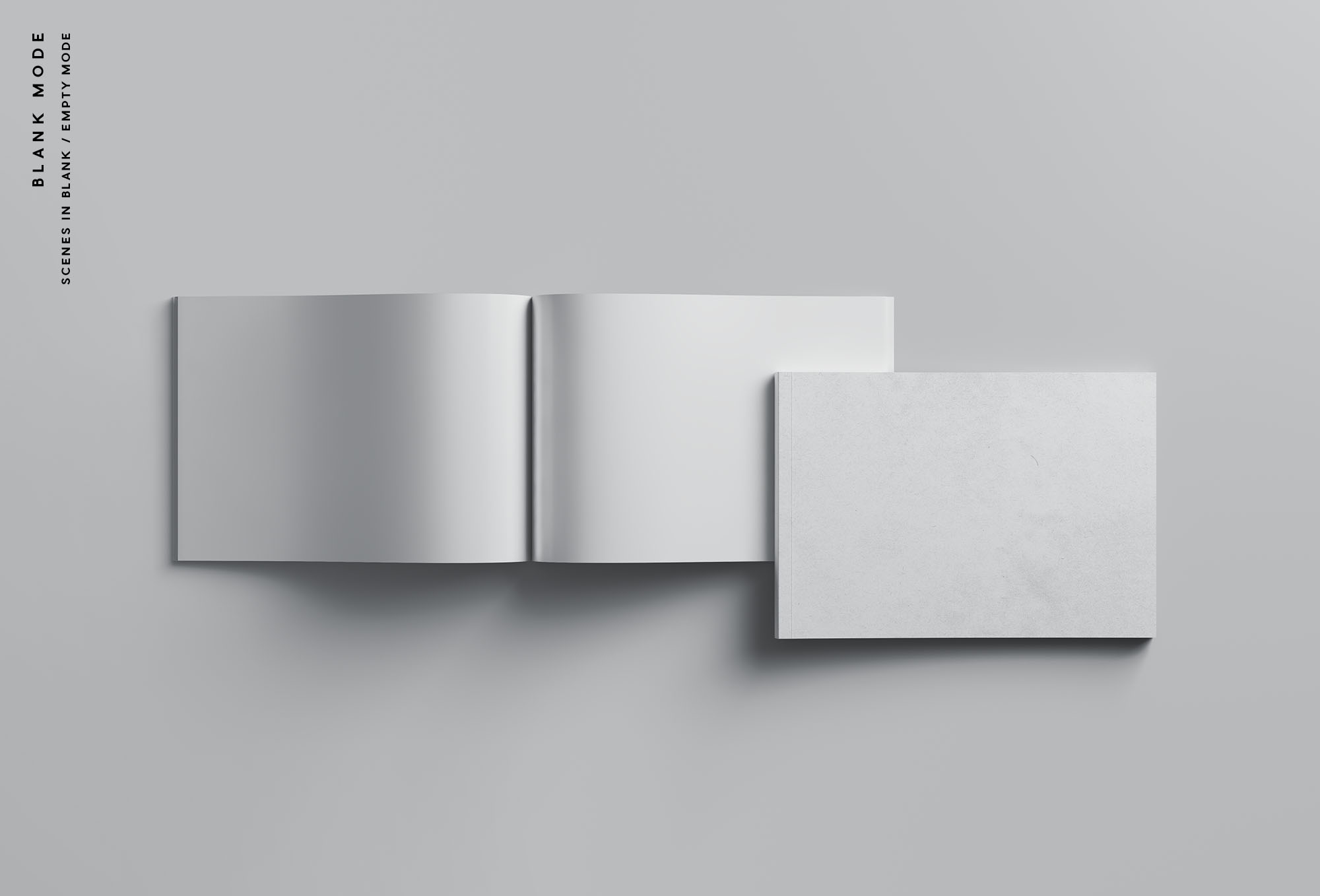 A4规格企业画册/产品手册封面&内页排版设计展示样机素材库精选 A4 Landscape Perfect Binding Brochure Mockup插图(8)