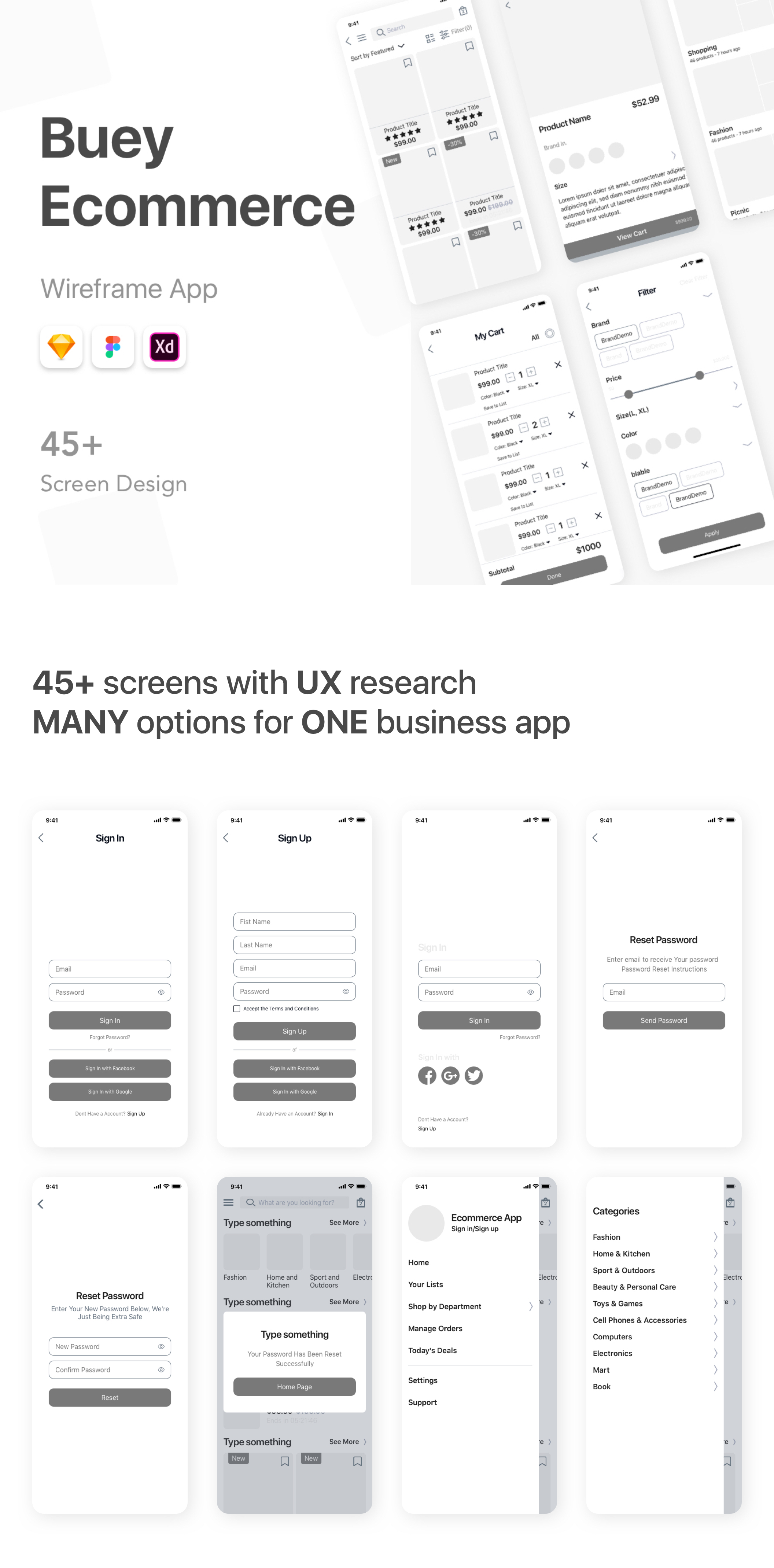 素材库下午茶：电子商务APP应用设计线框套件插图