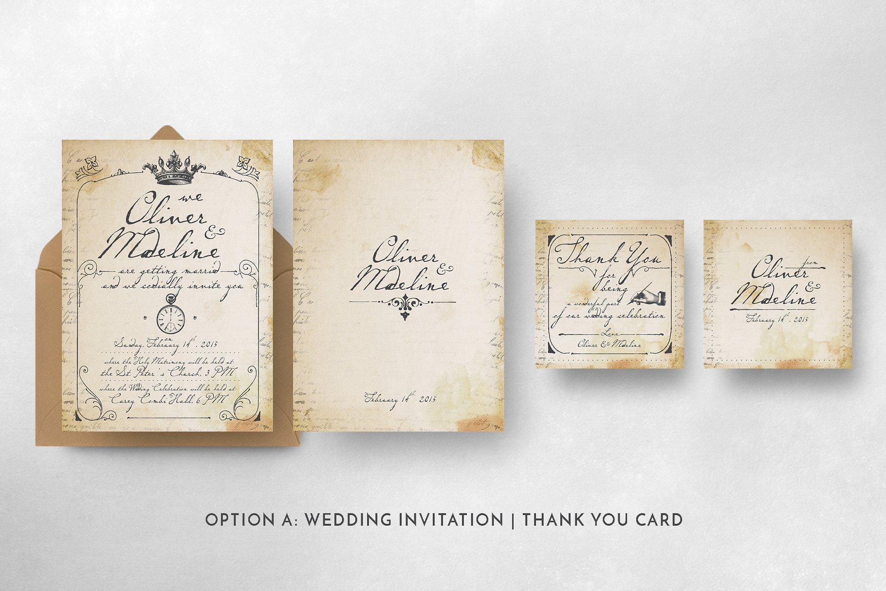 复刻1900年代巴黎婚礼邀请设计物料模板 1900 Paris Wedding Suite插图(4)