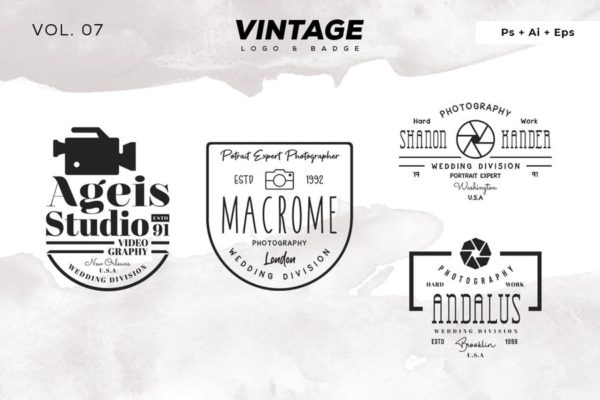 欧美复古设计风格品牌素材库精选LOGO商标模板v7 Vintage Logo &amp; Badge Vol. 7