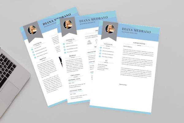 3合1企业主管电子素材库精选简历模板 Diana Business Resume Designer