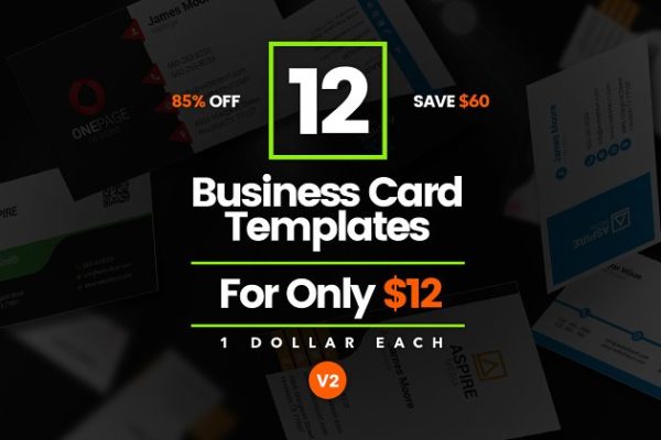 12款现代企业创意商务名片模板 12 Modern Business Cards – Bundle v2