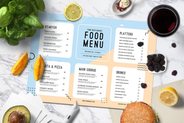 简约风格夏天餐厅菜单设计模板 Summer Food Menu