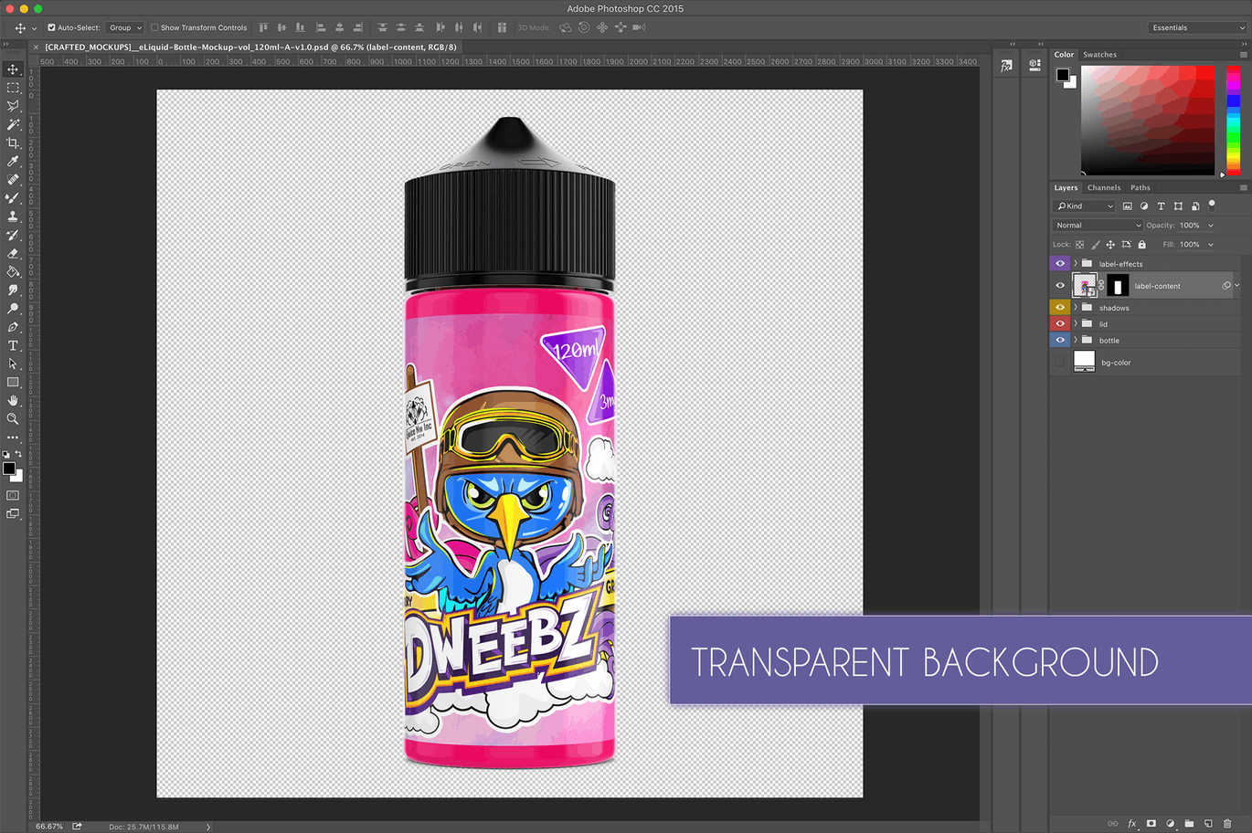 电子烟水果味烟油瓶外观设计样机模板 eLiquid Bottle Mockup v 120ml-A插图(5)